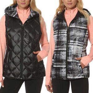 Gerry Reversible Quilted Packable Down Black and White Hooded Vest